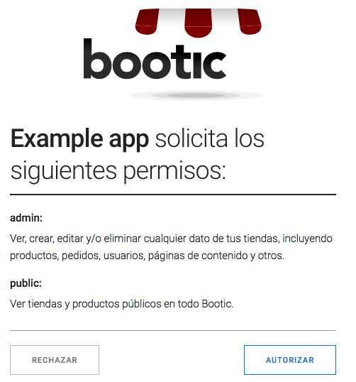 Bootic auth authorize screen